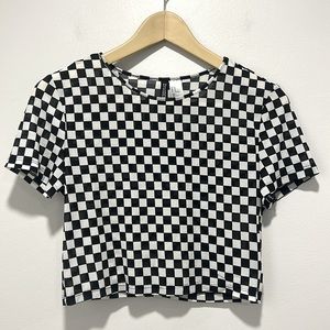 H&M Checkers Crop Top Women Size M